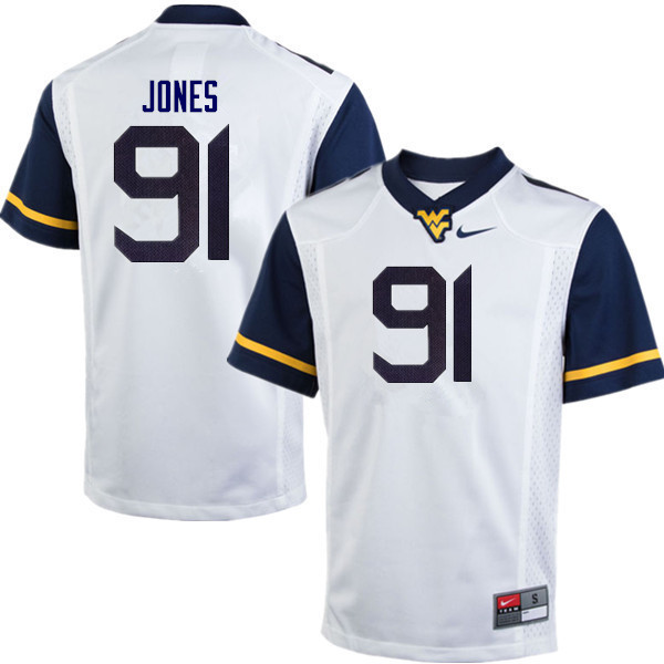 NCAA Men's Reuben Jones West Virginia Mountaineers White #91 Nike Stitched Football College Authentic Jersey PH23D48QL